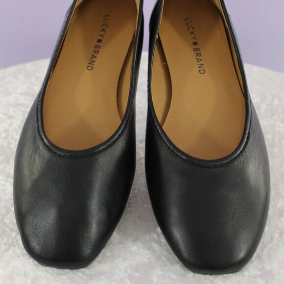 Lucky Brand Black Leather Ballet Flats Size 7.5 – Classic Slip-On Comfort Shoes - Picture 1 of 6